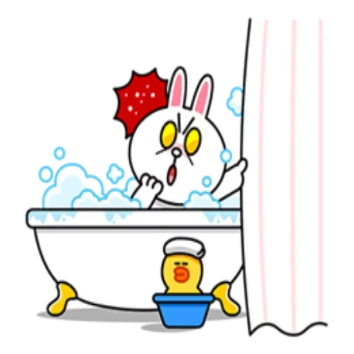 gato, by line, snoopwane, conejo de baño, bañera de baño marrón