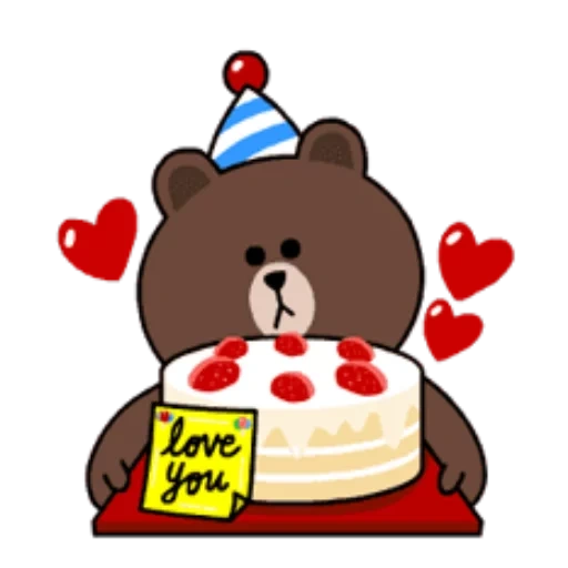 cony brown, línea marrón, line friends, oso lindo, feliz cumpleaños oso coreano