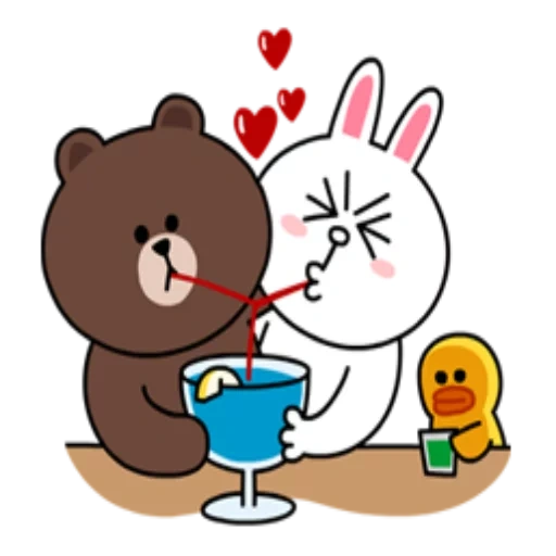 brown cony, kelinci beruang kecil, line cony and brown, cocoa and line friends, brown dan ma love morning