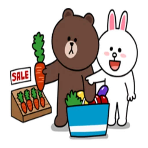 bronconi, line friends, line friends cony, bear brown line, line cony and brown