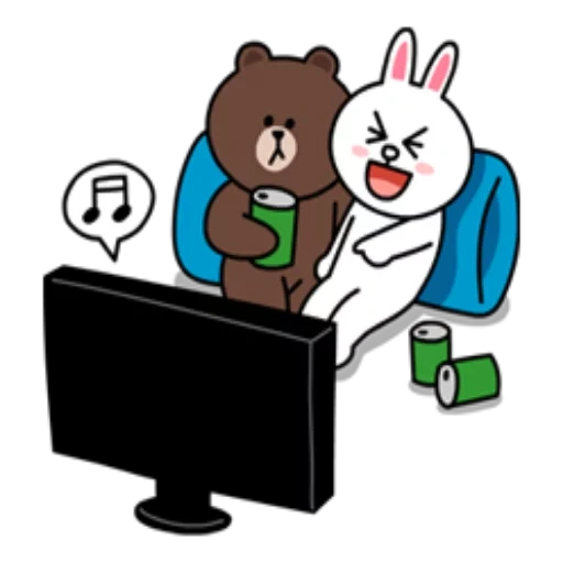 аниме, иллюстрация, line friends, cony and brown, line cony and brown