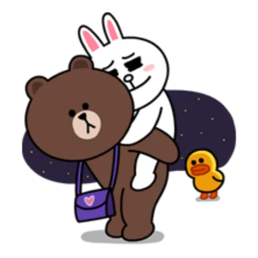 brown lines, brown cony, line friends, line cony and brown, bear line friend brown