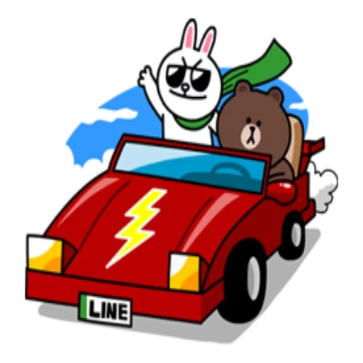 anime, cony brown, voiture, voiture brown cony, bonjour ours