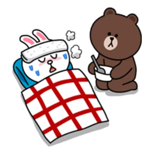line friends, line cony and brown, cony brown новый год, cony and brown болеет, медведь милый рисунок