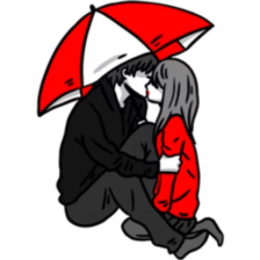 figure, people, art de l'anime, images animées, parapluie rouge louis jovi