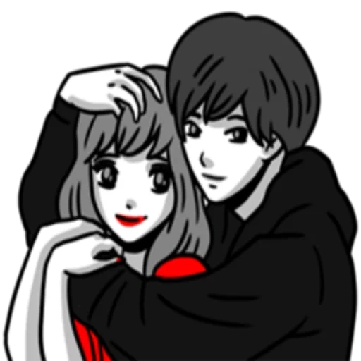 figura, manga couple, caroline comics, couple in love, animación gratuita del amante