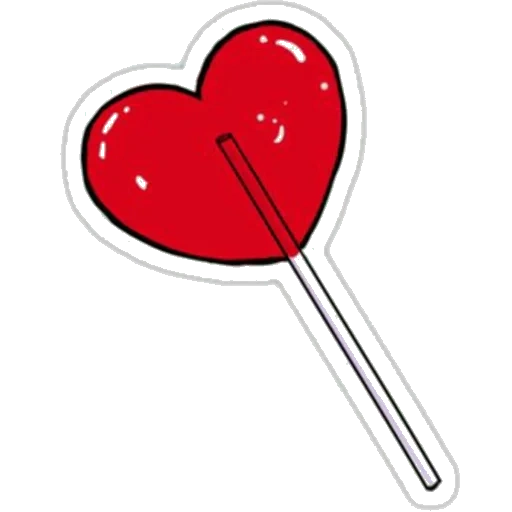 cœur de sucette, coeur sur un bâton, coeur lall, coeur rouge, dessin lollipop