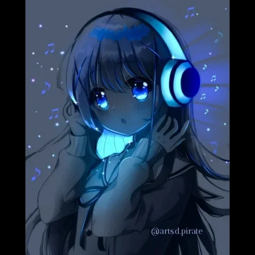 anime, diagram, anime girl, karakter anime, anime headphone cewek