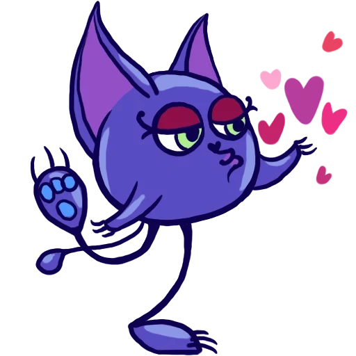 кошка, неизвестная, фиолетовые паки, фиолетовая летучая мышь