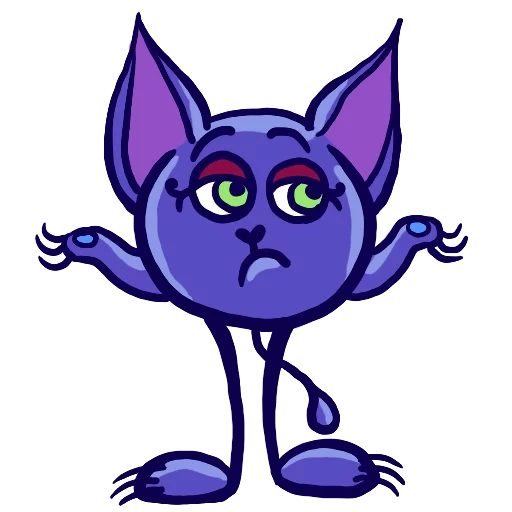 кот, кошка, кошка иллюстрация, вымышленный персонаж, фиолетовая летучая мышь