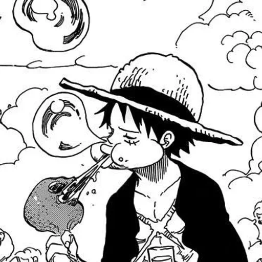 luffy mangga, manki de luffy, anime one piece, luffy makan komik, luffy robin comics