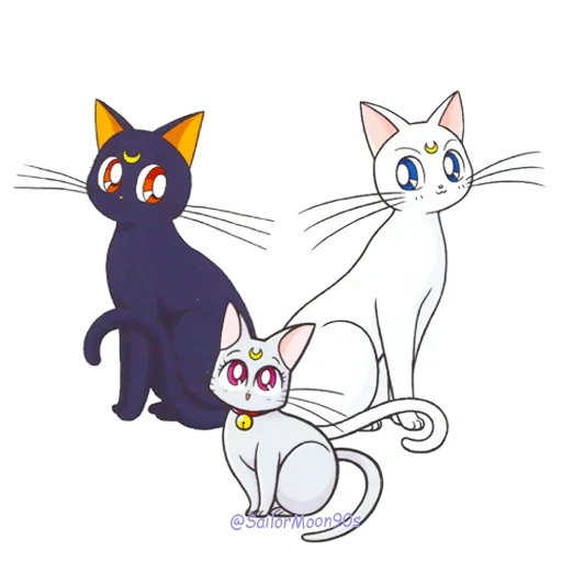 sailor moon cat, два кота сейлормун, кошка луна сейлормун, сейлормун кошка луна, артемис сейлор мун кошка