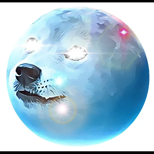 the doge, die erde, platz für hunde, der blaue planet, blauer planet auf weißem hintergrund