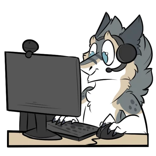 lobo, hahaski karl, husky en la computadora, personajes peludos, lobo en la computadora