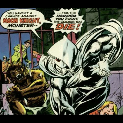 chevalier de la lune, superhéros de bande dessinée, moonlight knight 1975, moon knight comics, stephen grant chevalier de la lune