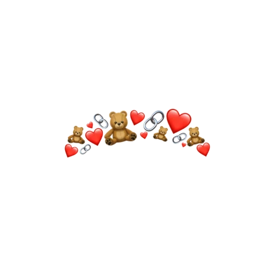 клипарт, bear emoji айфон, crown red эмоджи, сердечки над головой
