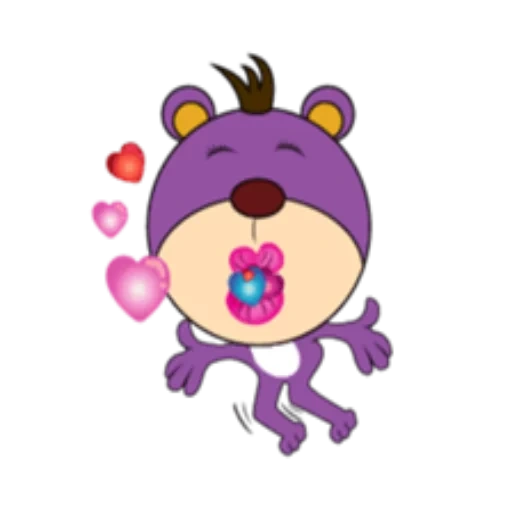 bear, a toy, purple hippo, hug you animation, smeshariki owl fart