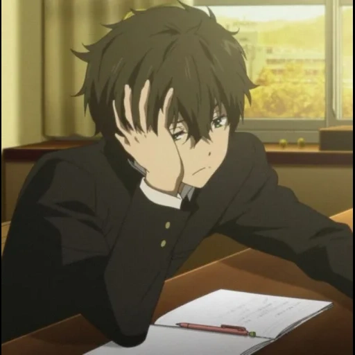 bild, anime jungs, anime typ, anime charaktere, khotaro oreki lazy