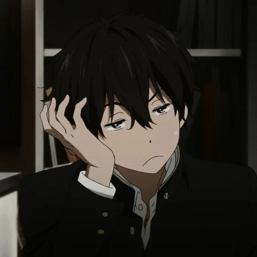 imagen, niño de anime, chicos de anime, oreki houtarou, anime triste