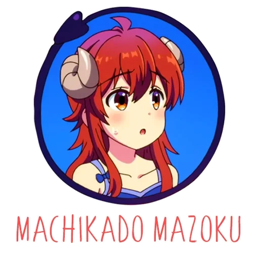 machikado mazoku doomguy, machikado mazoku, personagens de anime, adesivos de telegrama, ronime