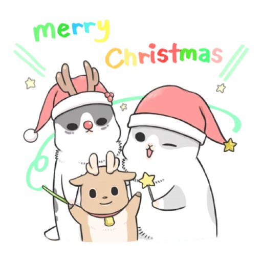 стикеры телеграм rabbit machiko, machiko, новый год, милые животные, милые кошки