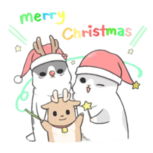 новогодний, christmas cat, rabbit machiko, merry christmas, christmas and new year