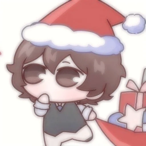 chibi, anime, human, anime characters, chibi dazai christmas