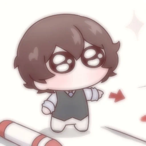 la parete rossa, tae jae chuya, chibi tai zaizhi, chibi taizai chuya, dazai osamu chibi