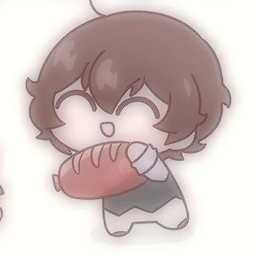 chibi, taizai chibi, dazai osamu chibi, lukisan tokoh dinding merah yang indah, pola anime yang lucu