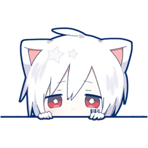 anime neko, mafumafu neko, mafu mafu chibi, mafu mafu chibi has no background