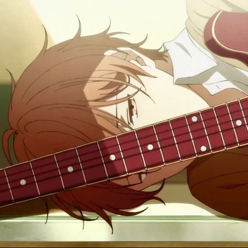 figure, anime boy, ma fuyu's aesthetics, sato mafuyu uses guitar, gifted anime mafu fish