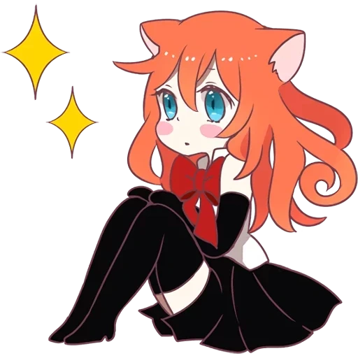 cat, art de l'anime, chibi monica