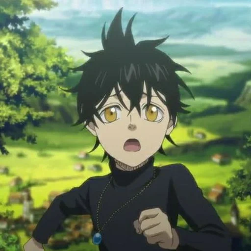 anime boy, karakter anime, yuno black clover, uno trifoliate hitam, youno anime black clover