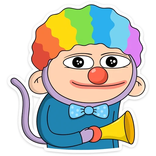 клоун, пепе клоун, обезьянка майки, клоун выглядывает, пепе клоунским носом