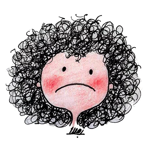 curly, cupman, el pelo está rizado, una chica rizada, el dibujo de chica rizada