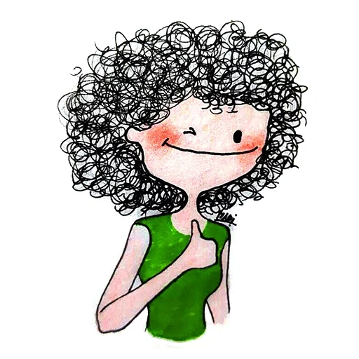 kucheryashka, rambut keriting, gadis keriting, menggambar gadis keriting, gadis dengan rambut keriting