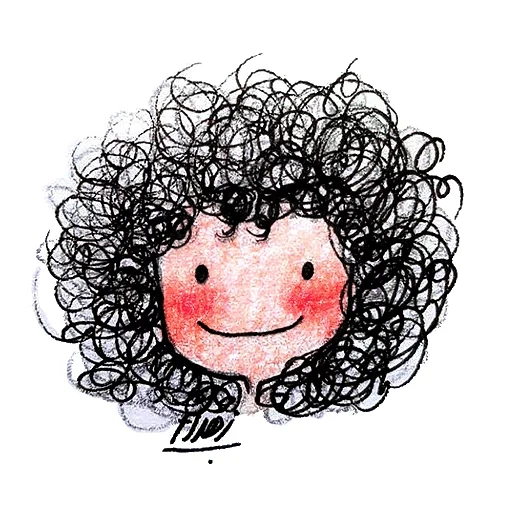 dibujo, curly, cupman, el pelo está rizado, una chica rizada