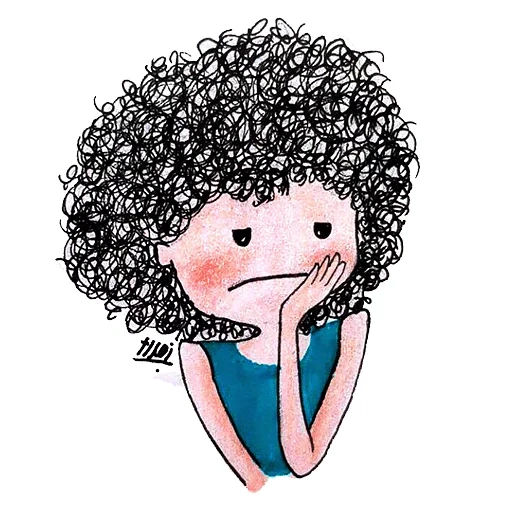 niño, cupman, el pelo está rizado, una chica rizada, el dibujo de chica rizada