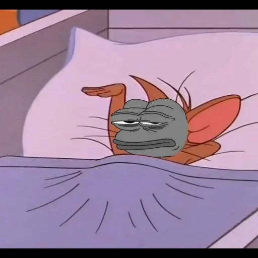 gatto, cartoni animati, tom jerry, jerry che dorme, jerry mouse dorme