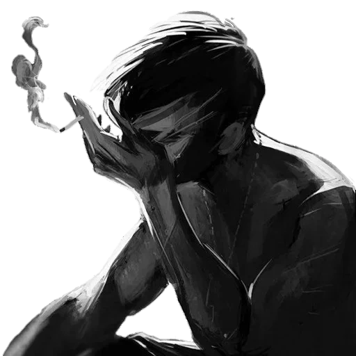 человек, грустный арт, руслан тарковский, парень сигаретой арт, мужчина сигаретой арт