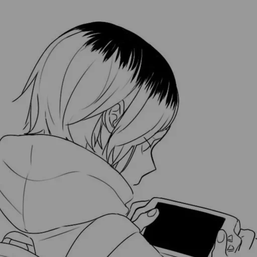 gambar, ide anime, manga anime, gambar lucu anime, kenma kozum black white