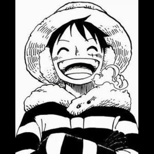 luffy, манки д луффи, счастливый луффи, аниме милые рисунки, луффи ван пис черно белый