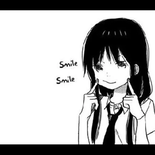 manga anime, fattore anime chb, girl manga, sorriso anime, bianco nero anime