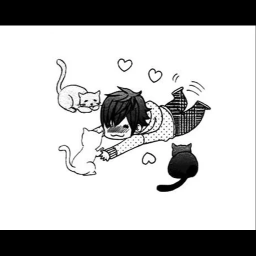 figura, gato anime, animação neko, animação de kawai, padrão de anime bonito
