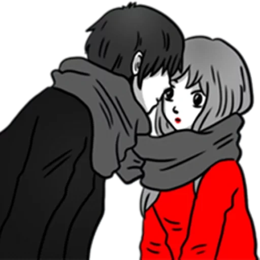 рисунок, аниме арты, пары аниме, manga couple, аниме пара шарфе