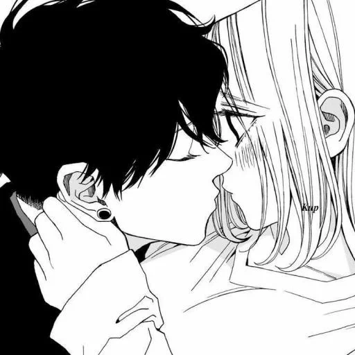 anime lovers, kissing anime, anime lovers painting, anime lovers love, anime kiss of hori palace anime