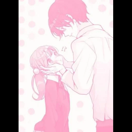 anime lovers, cute cartoon couple, anime lovers painting, anime couple pink, anime couple pink