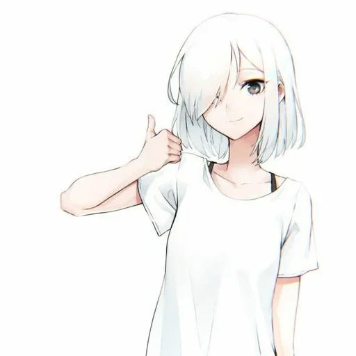 аниме, аниме тян каре, девушка белыми волосами, девушка короткими белыми волосами, аниме девушка короткими белыми волосами
