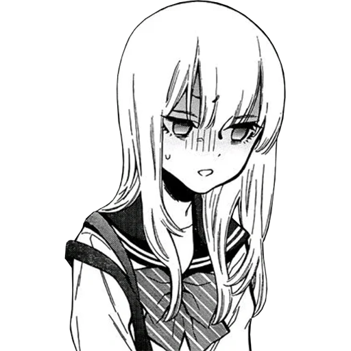 anime cb, black and white field, shinoa hiragi manga, kegilaan komik, lukisan gadis anime