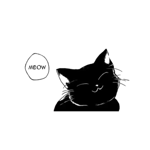 kucing manga, kucing hitam, cat ok art, lalat seni, manga kucing